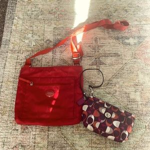 Gently used coach bag- comes with a matching wristlet!